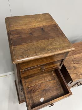 Four contemporary Indonesian hardwood chests, largest width 60cm, depth 40cm, height 70cm